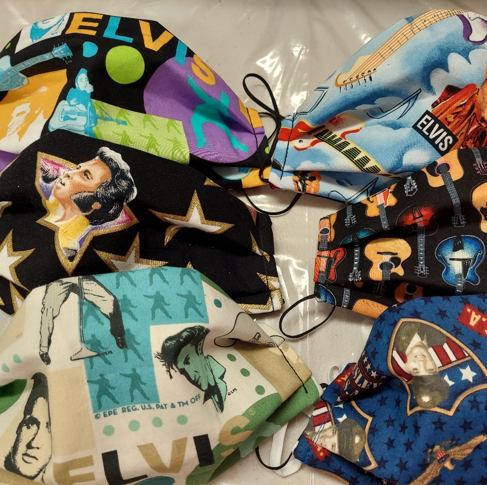 3x Elvis Reversable Handmade Face Cover Masks